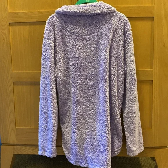 Lauren James Co. purple fuzzy zip up jacket/sweatshirt - Picture 2 of 7